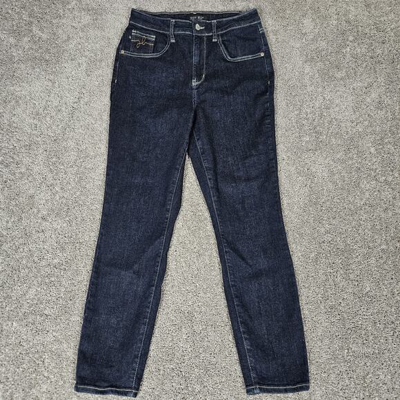 Judy Blue Jeans Womens 5 27 Dark Blue Mom Jean Fit Tapered Stretch High Rise - Picture 1 of 12